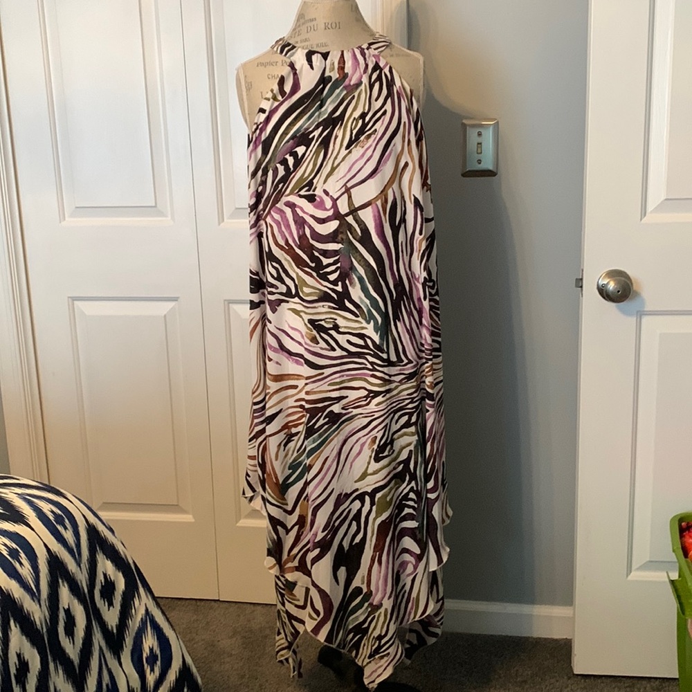 Ny and Company Zebra Handkerchief Halter Dress